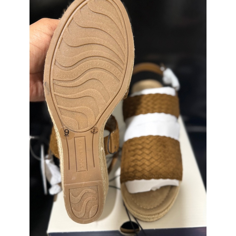 St Johns Bay Women's Espadrille Wedge‎ Sandals Brown Size 9